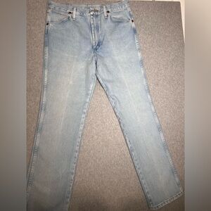 Wrangler Cowboy Cut Jeans Men Size 34x34 Blue Light Wash Slim Fit Denim 936GBH